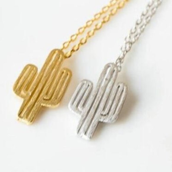 Cactus Dainty Silver Pendant Necklace - Picture 5 of 6